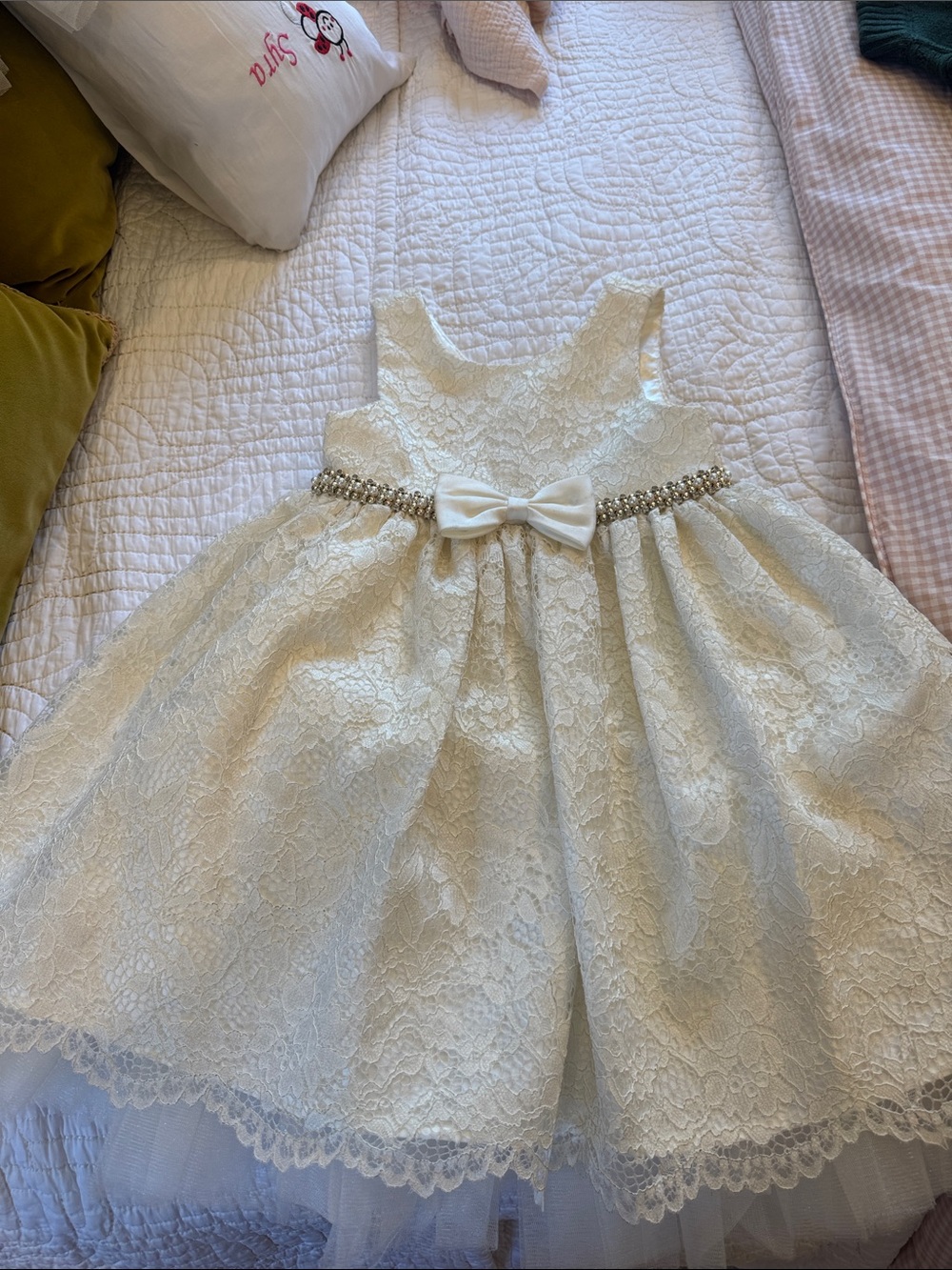 American Princess Ivory Lace Bow-Accent Formal Dress for Girls